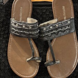 Montego Bay Club Black and Silver Beaded Sandals 5